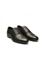 Black Textured Leather Classic Shoes - Image 2