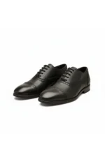 Black Textured Leather Classic Shoes - Image 4