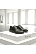 Black Textured Leather Classic Shoes - Image 5