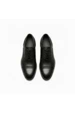 Black Textured Leather Classic Shoes - Image 6