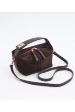 Brown Genuine Suede Women's Hand and Shoulder Bag