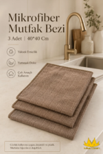 Brown Microfiber Kitchen Cleaning Cloths 40x40 cm Stain Resistant Odor Free 3-Pack