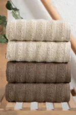 Bubble 4-Piece 100% Cotton Towel Set - Premium Hand, Face, and Head Towels (Highly Absorbent 50x90 cm - Brown) - Image 3