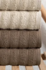 Bubble 4-Piece 100% Cotton Towel Set - Premium Hand, Face, and Head Towels (Highly Absorbent 50x90 cm - Brown) - Image 4