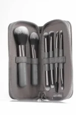 Compact Travel Makeup Brush Set with Pouch - 10 Professional Applicators