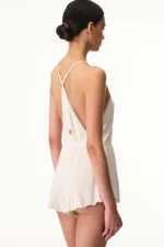 Cream Pink Pointelle Teddy Romper - Soft and Comfortable Design - Image 3