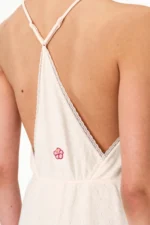 Cream Pink Pointelle Teddy Romper - Soft and Comfortable Design - Image 4