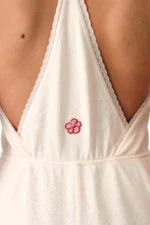 Cream Pink Pointelle Teddy Romper - Soft and Comfortable Design - Image 5