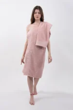 Duru 2-Piece Luxury Bath Towel Set - Powder Pink Soft Cotton Trousseau Towel Pack - Image 3