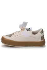 Girls' Casual Lace-Up Sneakers Cream - Image 4