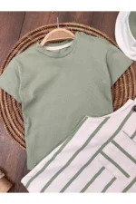 Green Striped Safari Hat Summer Baby Boy Overalls and Snap Bodysuit Set - Image 5