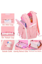 Korean Style Girls' School Bag Set Backpack Lunch Bag Pencil Case Pink - Image 2