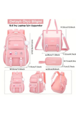 Korean Style Girls' School Bag Set Backpack Lunch Bag Pencil Case Pink - Image 4