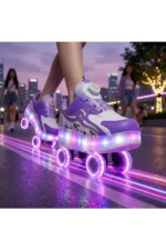 LED Light Up Roller Shoes - Detachable Wheeled Sneakers for Kids and Teens