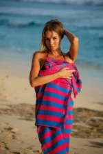 Maris Azure Large Beach Towel with Carrying Bag - 100x180 cm Sustainable Uncolored Eco-Friendly Swim Towel - Image 2