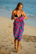 Maris Azure Large Beach Towel with Carrying Bag - 100x180 cm Sustainable Uncolored Eco-Friendly Swim Towel - Image 3