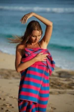 Maris Azure Large Beach Towel with Carrying Bag - 100x180 cm Sustainable Uncolored Eco-Friendly Swim Towel - Image 4