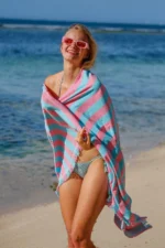 Maris Candy Large Beach Towel with Carrying Bag - 100x180 cm Quick Dry Eco-Friendly Pool and Swim Towel