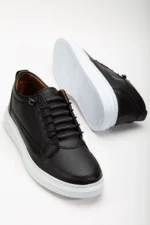Men Lightweight Poly Sole Stitched Casual Walking Shoes Black