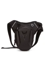 Men Waterproof Hard Shell Front Panel Motorcycle Leg and Waist Bag Black - Image 2
