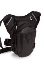 Men Waterproof Hard Shell Front Panel Motorcycle Leg and Waist Bag Black - Image 3