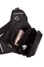 Men Waterproof Hard Shell Front Panel Motorcycle Leg and Waist Bag Black - Image 4