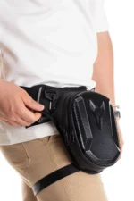 Men Waterproof Hard Shell Front Panel Motorcycle Leg and Waist Bag Black - Image 5