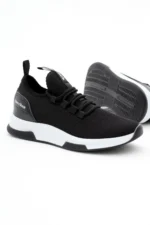 Men Women Black and White Breathable Lightweight Mesh Running Sneakers - Image 4
