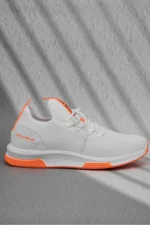 Men Women White and Orange Breathable Lightweight Mesh Running Sneakers - Image 3