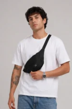 Men's Black 2-Compartment Functional Waist and Shoulder Bag