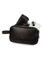 Men's Black Vegan Leather Elegant Clutch Wristlet Handbag