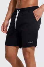 Men's Quick Dry Mesh Lined Black Swim Shorts with Pockets