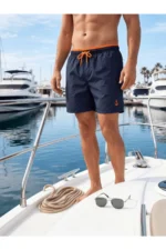 Men's Quick Dry Mesh Lined Navy Blue Swim Shorts