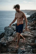 Men's Quick Dry Mesh Lined Navy Blue Swim Shorts - Image 2
