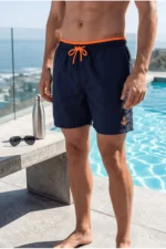 Men's Quick Dry Mesh Lined Navy Blue Swim Shorts - Image 3