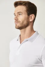 Men's Slim Fit Cotton Polo Neck T-shirt - White Non-Shrinking Fabric - Image 5