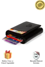 Men's Vegan Leather Credit Card Holder Wallet with Pop-Up Mechanism and Cash Compartment