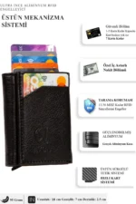 Men's Vegan Leather Credit Card Holder Wallet with Pop-Up Mechanism and Cash Compartment - Image 3