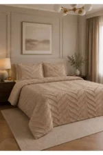 Merve 3-Piece Double Bedspread Set Beige