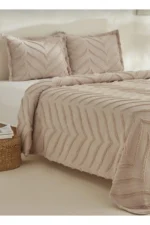 Merve 3-Piece Double Bedspread Set Beige - Image 3