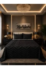 Merve 3-Piece Double Bedspread Set Black