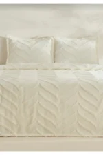 Merve 3-Piece Double Bedspread Set Cream