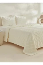 Merve 3-Piece Double Bedspread Set Cream - Image 2