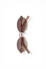Metal Oval Women's Sunglasses - Brown Gradient Lens UV400 Protection - Image 4