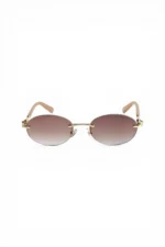 Metal Oval Women's Sunglasses - Brown Gradient Lens UV400 Protection - Image 6