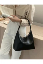 Misel Vintage Double Zipper Hand Arm and Shoulder Bag Black