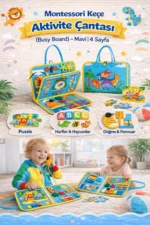 Montessori Felt Educational Activity Quiet Book Busy Board Blue 4 Pages - Image 2