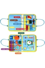 Montessori Felt Educational Activity Quiet Book Busy Board Blue 4 Pages - Image 3