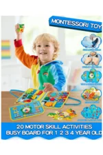 Montessori Felt Educational Activity Quiet Book Busy Board Blue 4 Pages - Image 5
