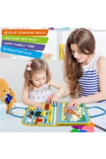 Montessori Felt Educational Activity Quiet Book Busy Board Blue 4 Pages - Image 8
